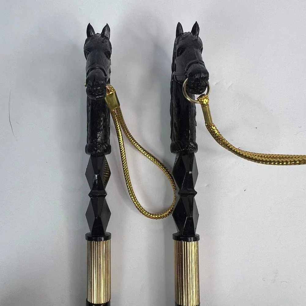 VTG Brush & Shoehorn Set Equestrian Horse Head Made in Japan Elegant Black Gold